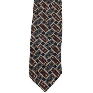 MENS Neck Tie British 100% Silk New Haven Neckwear Company Blue Burgundy